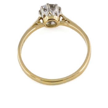 18ct gold & Platinum diamond 0.65ct solitaire Ring size O
